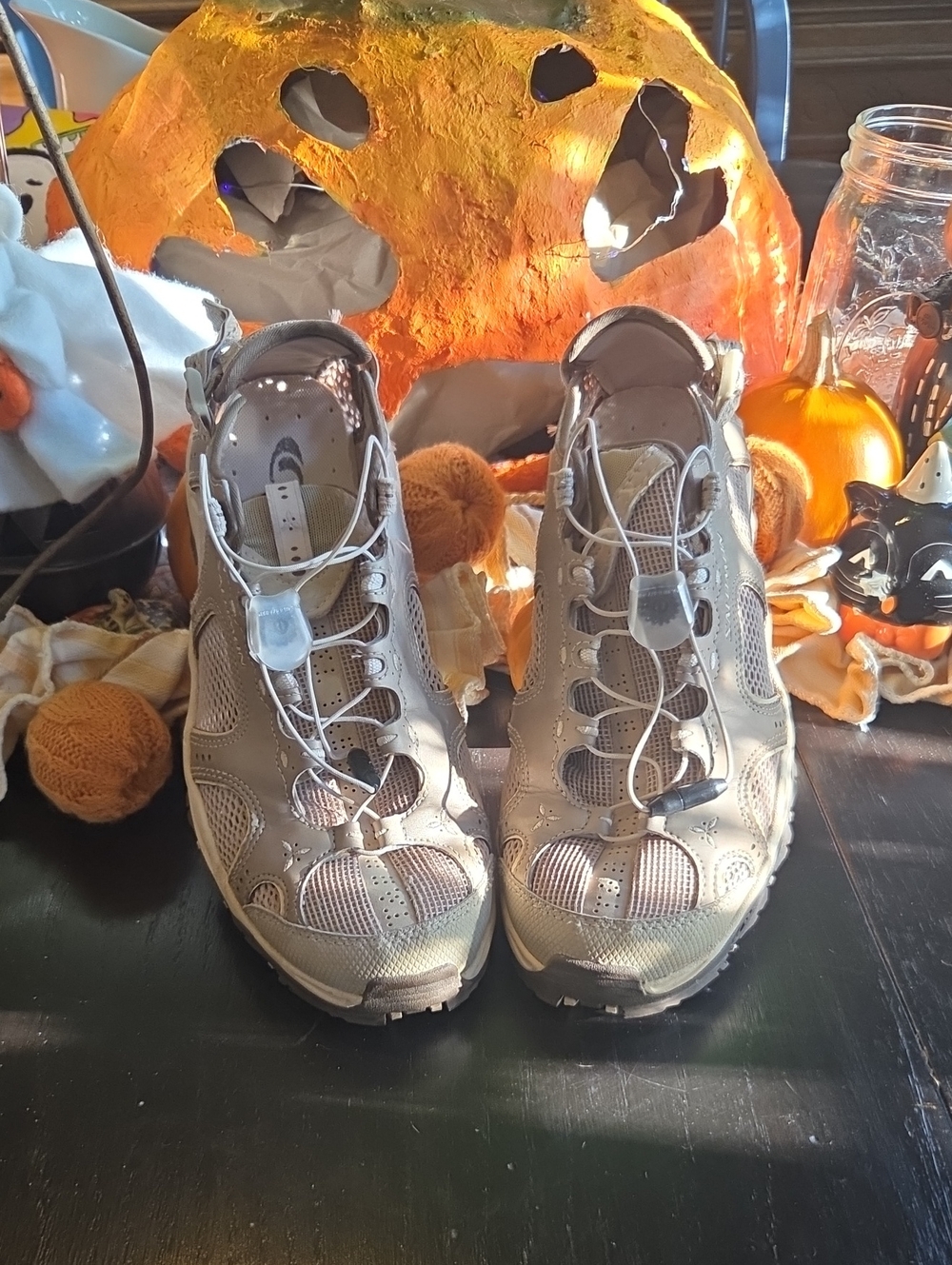 Salomon Techamphibian 2 women's water hiking shoes in a tan or greyish-beige